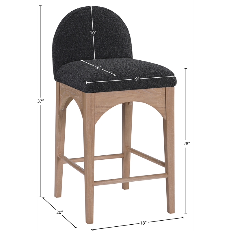 Pemberly Row Modern / Contemporary Black Boucle Fabric Stool