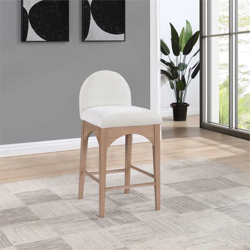 Pemberly Row Modern / Contemporary Cream Boucle Fabric Stool
