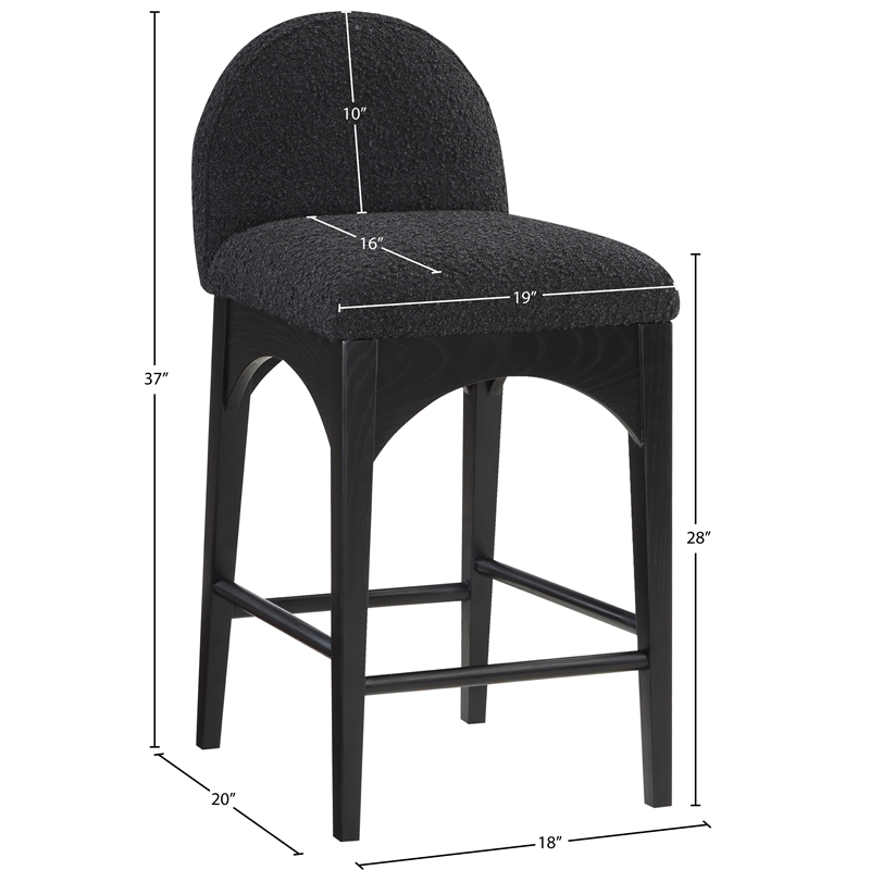 Pemberly Row Modern / Contemporary Black Boucle Fabric Stool