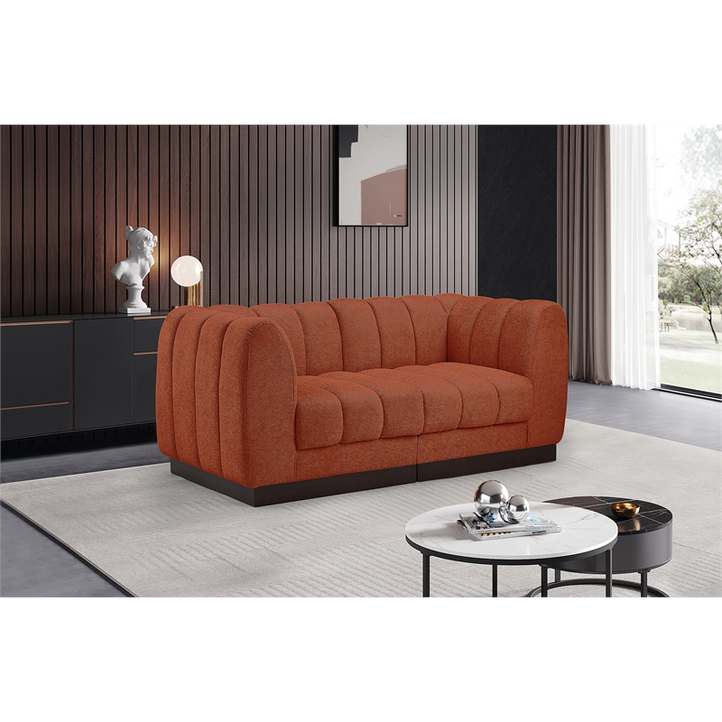 Pemberly Row 2-Piece Contemporary Fabric Modular Sofa in Cognac Orange