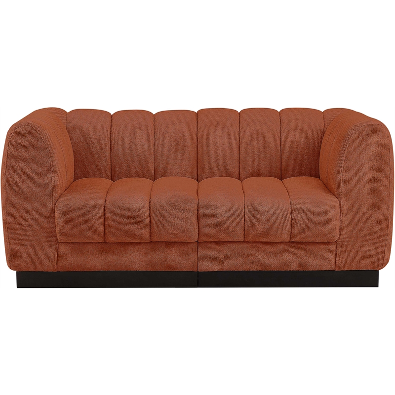 Pemberly Row 2-Piece Contemporary Fabric Modular Sofa in Cognac Orange