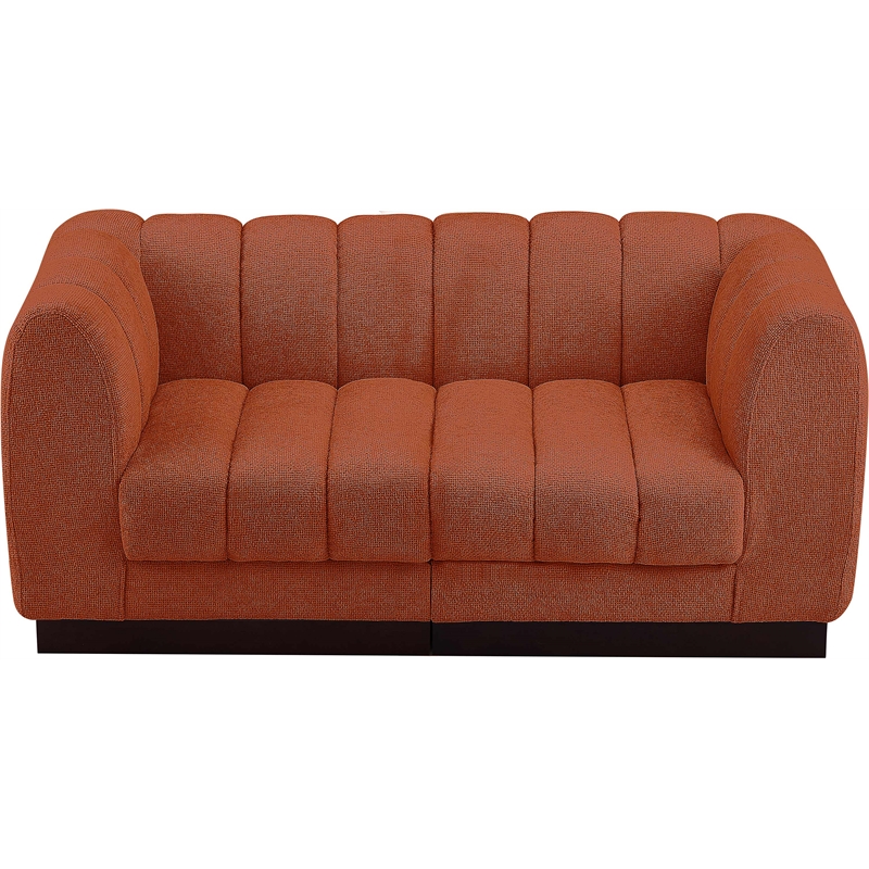 Pemberly Row 2-Piece Contemporary Fabric Modular Sofa in Cognac Orange