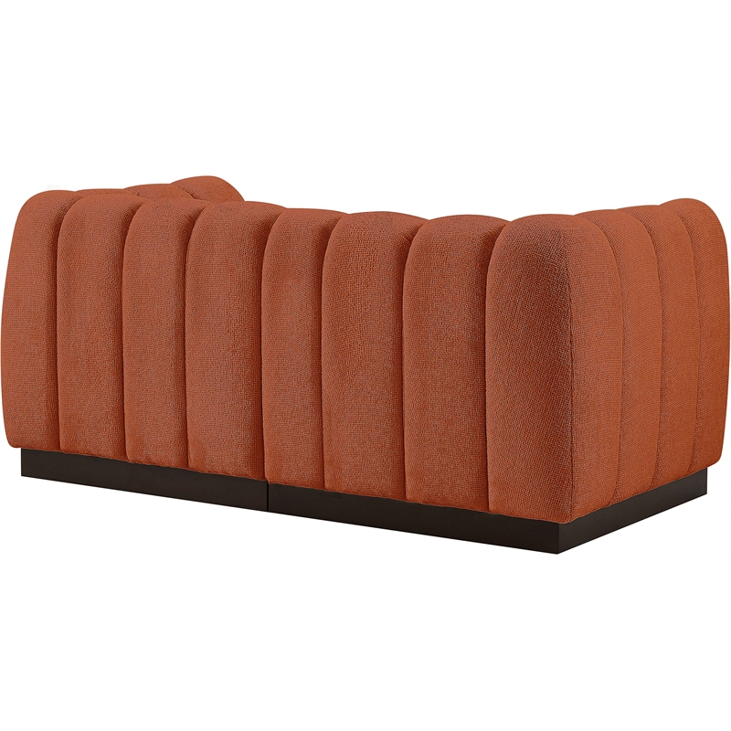 Pemberly Row 2-Piece Contemporary Fabric Modular Sofa in Cognac Orange