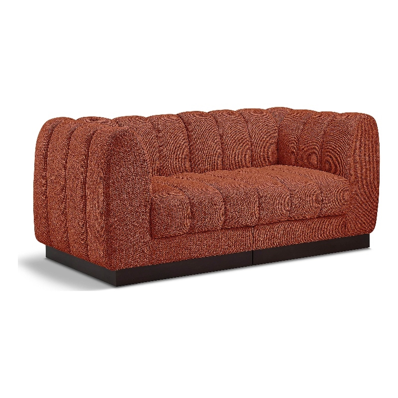 Pemberly Row 2-Piece Contemporary Fabric Modular Sofa in Cognac Orange