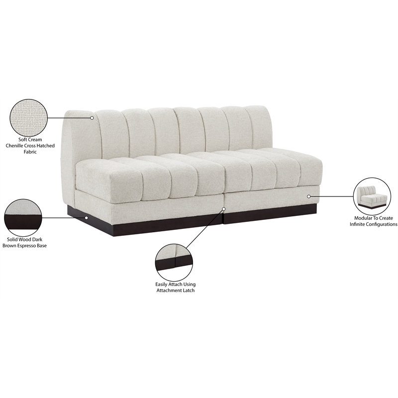 Pemberly Row Modern / Contemporary Cream Fabric 2pc. Modular Sofa