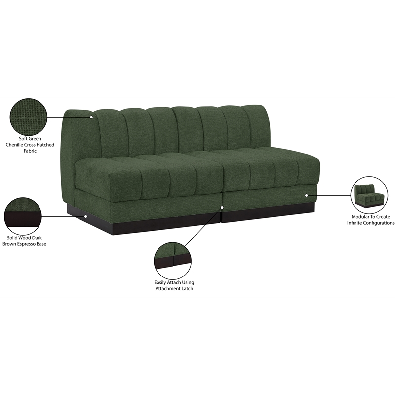 Pemberly Row Modern / Contemporary Green Fabric 2pc. Modular Sofa