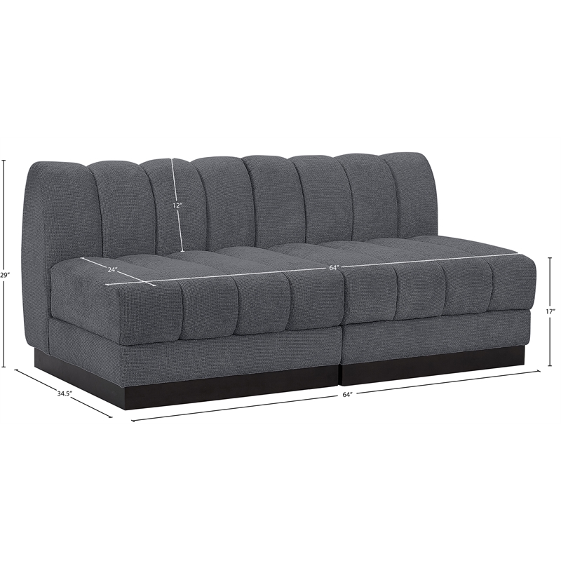 Pemberly Row Modern / Contemporary Grey Fabric 2pc. Modular Sofa