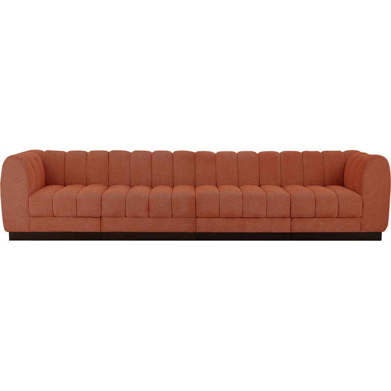 Pemberly Row 4-Piece Contemporary Fabric Modular Sofa in Cognac Orange