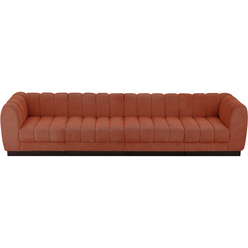 Pemberly Row 4-Piece Contemporary Fabric Modular Sofa in Cognac Orange