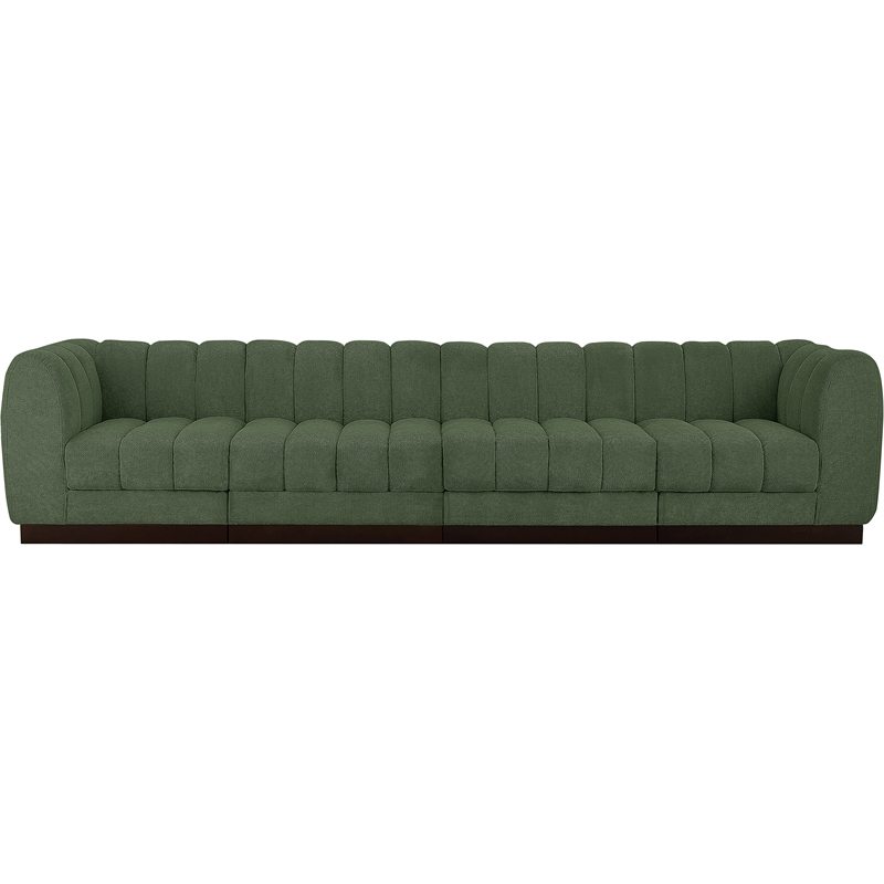 Pemberly Row 4-Piece Contemporary Fabric Modular Sofa in Green