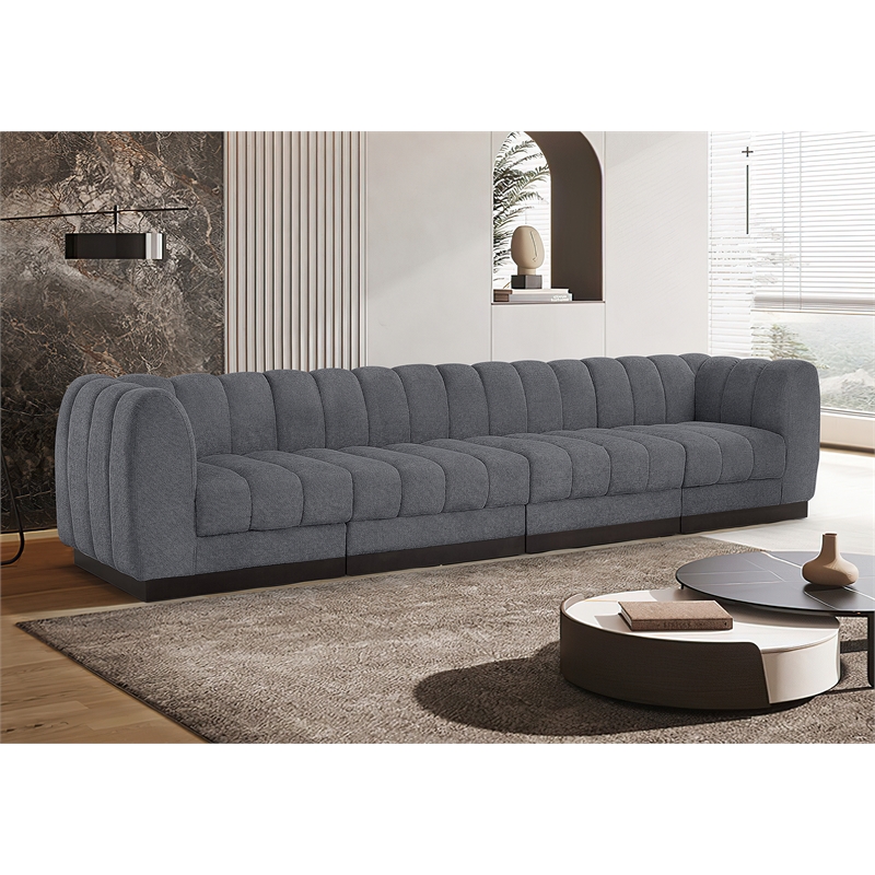 Pemberly Row 4-Piece Contemporary Fabric Modular Sofa in Dark Gray