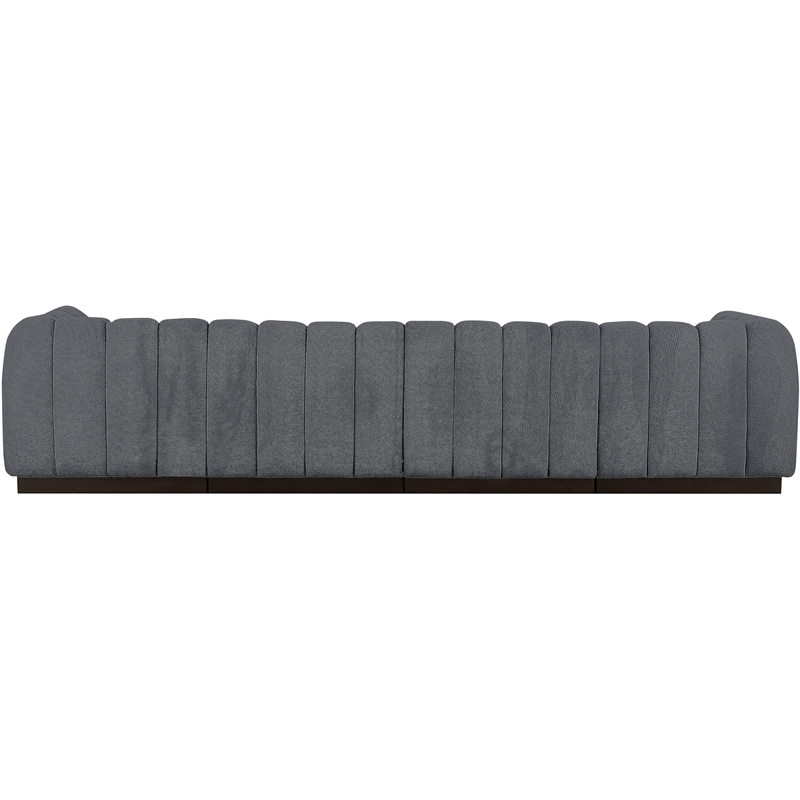 Pemberly Row 4-Piece Contemporary Fabric Modular Sofa in Dark Gray