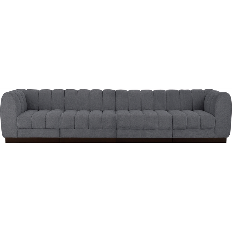 Pemberly Row 4-Piece Contemporary Fabric Modular Sofa in Dark Gray