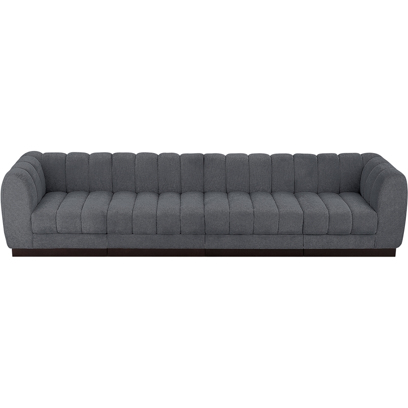 Pemberly Row 4-Piece Contemporary Fabric Modular Sofa in Dark Gray