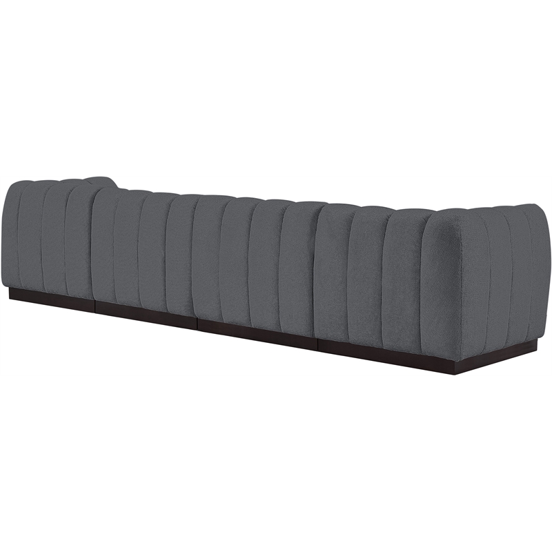 Pemberly Row 4-Piece Contemporary Fabric Modular Sofa in Dark Gray