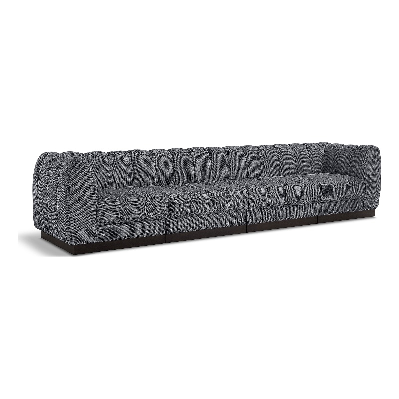 Pemberly Row 4-Piece Contemporary Fabric Modular Sofa in Dark Gray