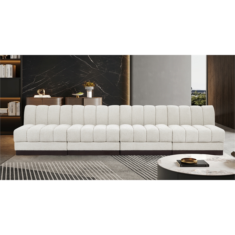 Pemberly Row Modern / Contemporary Cream Fabric 4pc. Modular Sofa