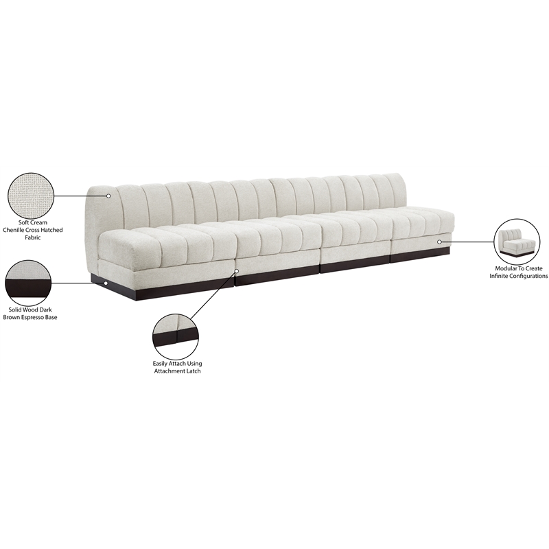 Pemberly Row Modern / Contemporary Cream Fabric 4pc. Modular Sofa