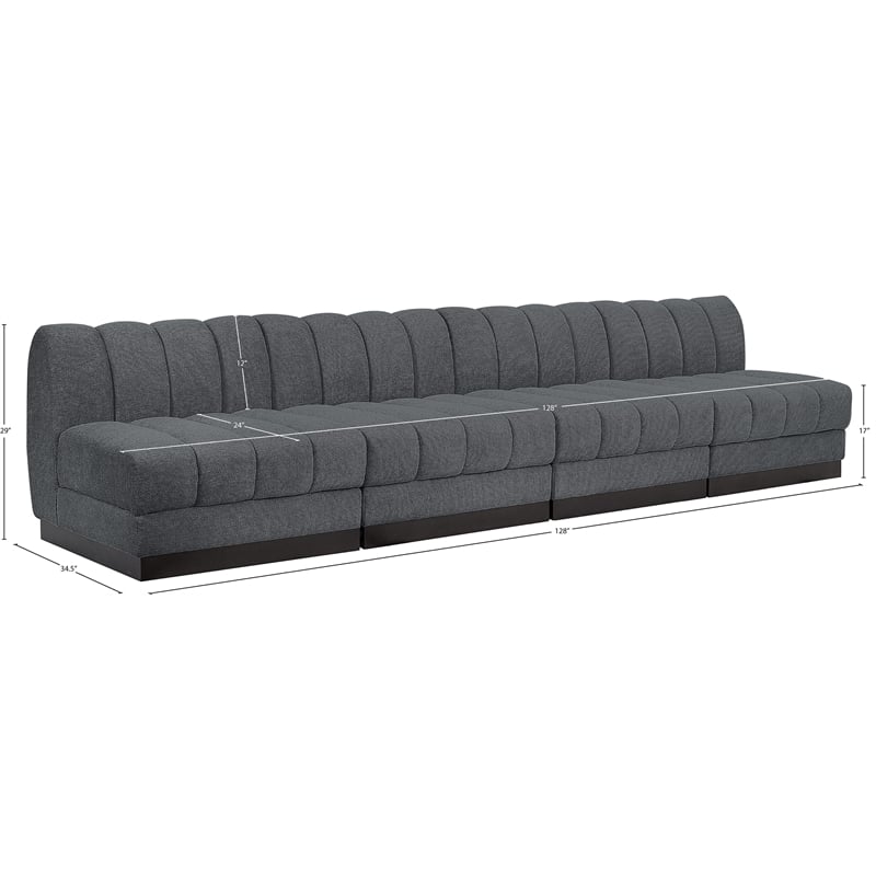 Pemberly Row Modern / Contemporary Grey Fabric 4pc. Modular Sofa