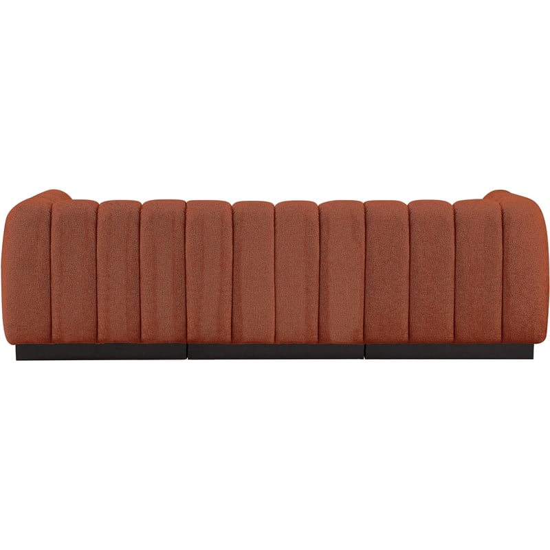 Pemberly Row 3-Piece Contemporary Fabric Modular Sofa in Cognac Orange