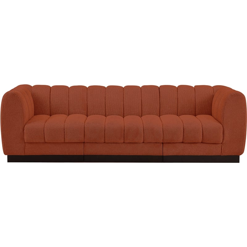 Pemberly Row 3-Piece Contemporary Fabric Modular Sofa in Cognac Orange