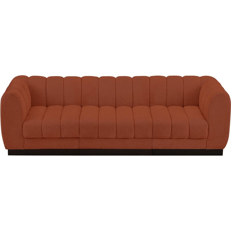 Pemberly Row 3-Piece Contemporary Fabric Modular Sofa in Cognac Orange