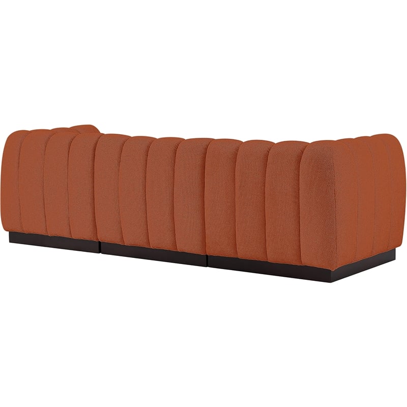 Pemberly Row 3-Piece Contemporary Fabric Modular Sofa in Cognac Orange