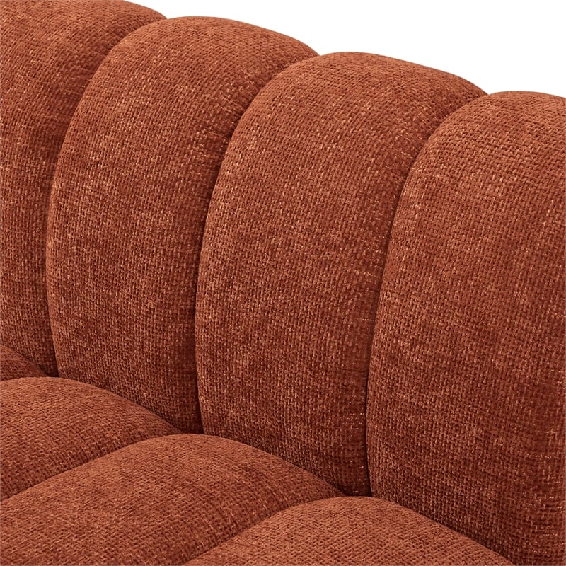 Pemberly Row 3-Piece Contemporary Fabric Modular Sofa in Cognac Orange