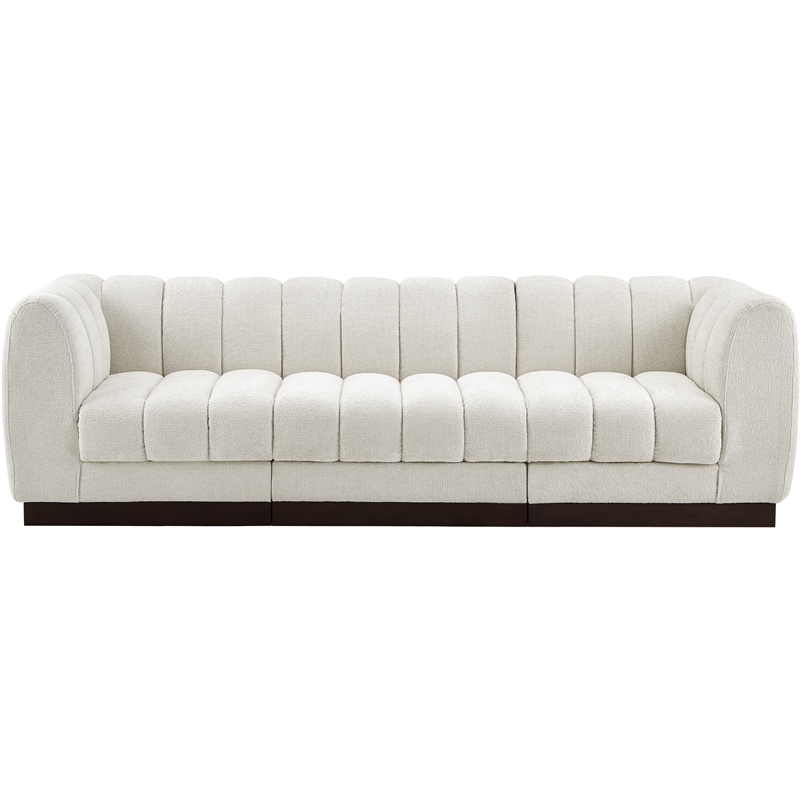 Pemberly Row 3-Piece Contemporary Fabric Modular Sofa in Cream