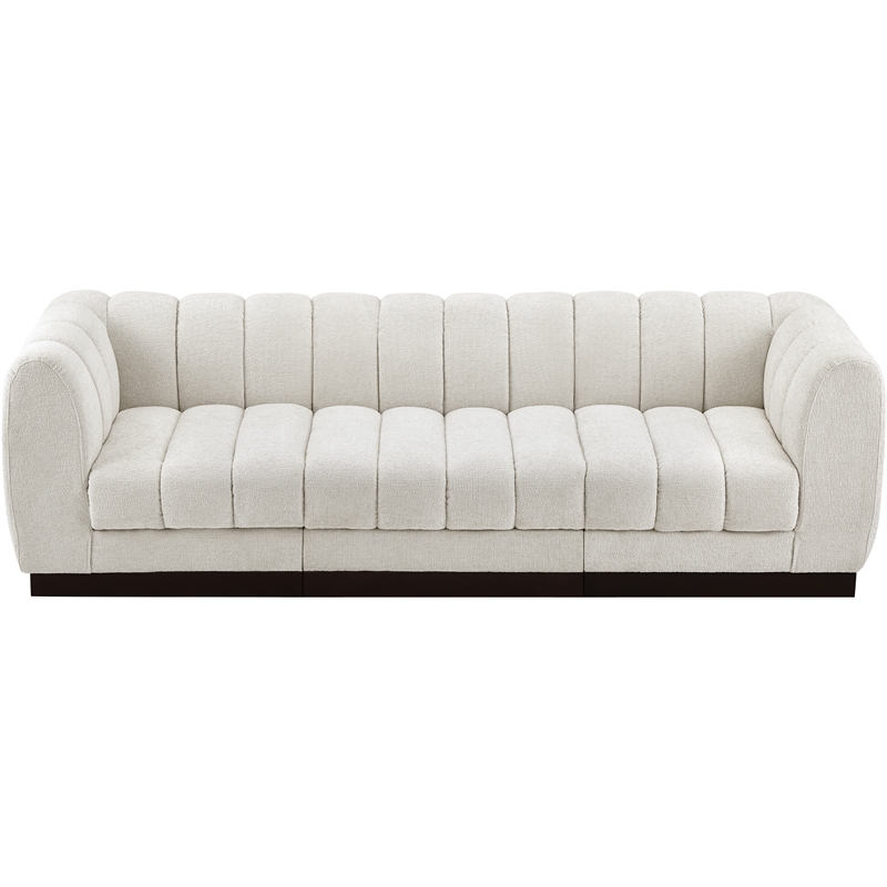 Pemberly Row 3-Piece Contemporary Fabric Modular Sofa in Cream