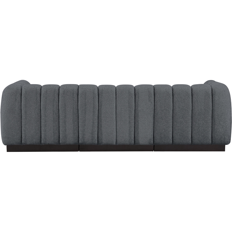 Pemberly Row 3-Piece Contemporary Fabric Modular Sofa in Dark Gray