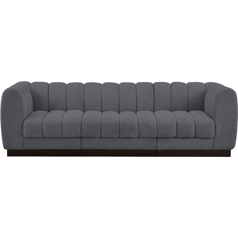 Pemberly Row 3-Piece Contemporary Fabric Modular Sofa in Dark Gray