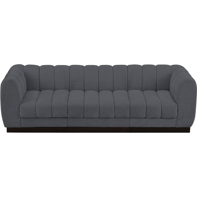 Pemberly Row 3-Piece Contemporary Fabric Modular Sofa in Dark Gray