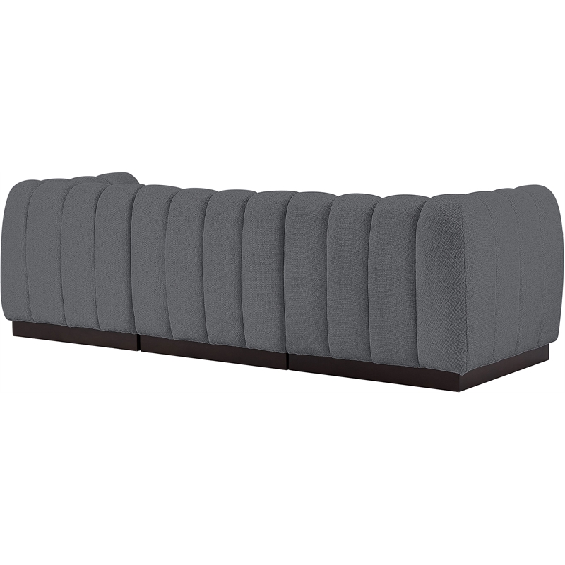 Pemberly Row 3-Piece Contemporary Fabric Modular Sofa in Dark Gray