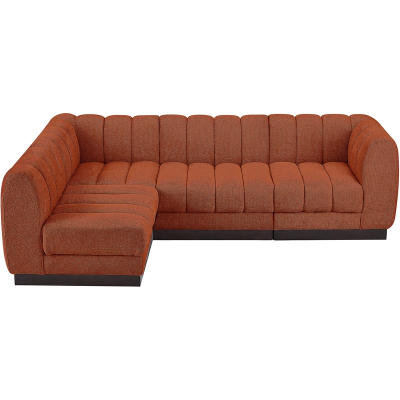 Pemberly Row 4-Piece Contemporary Fabric Modular Sectional in Cognac Orange