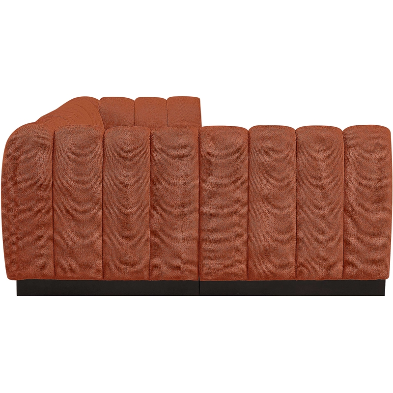 Pemberly Row 4-Piece Contemporary Fabric Modular Sectional in Cognac Orange