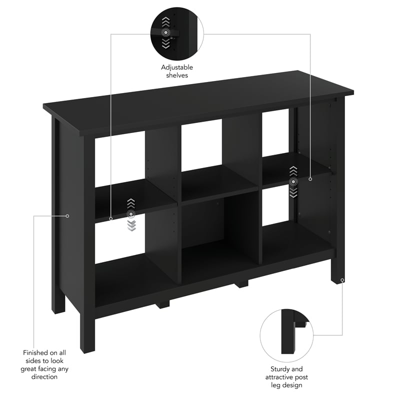 Pemberly Row 6 Cube Organizer in Classic Black - Engineered Wood