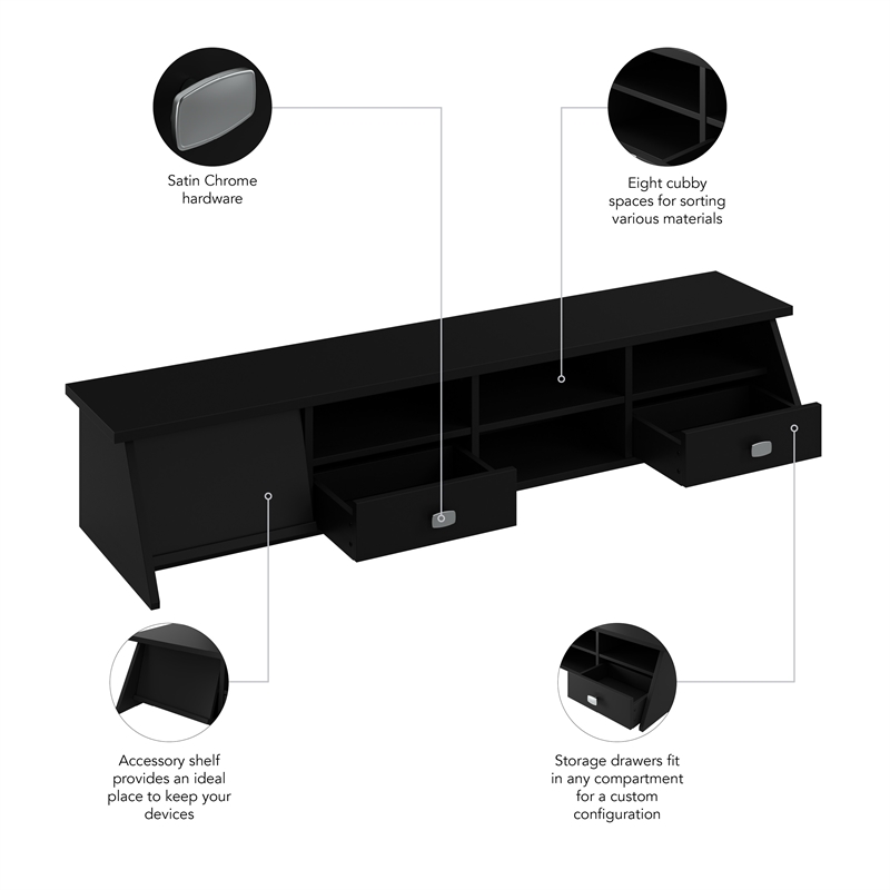 Pemberly Row Desktop Organizer in Classic Black - Engineered Wood