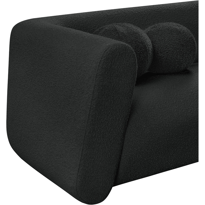 Pemberly Row Contemporary Boucle Fabric Loveseat in Rich Black