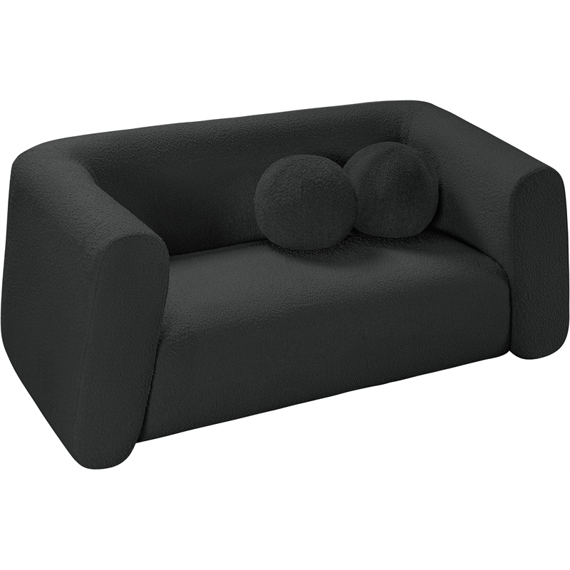 Pemberly Row Contemporary Boucle Fabric Loveseat in Rich Black