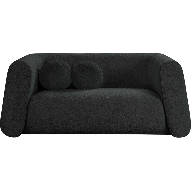 Pemberly Row Contemporary Boucle Fabric Loveseat in Rich Black