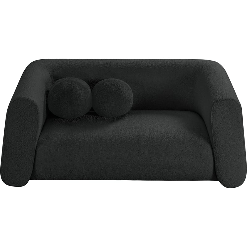 Pemberly Row Contemporary Boucle Fabric Loveseat in Rich Black