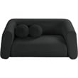 Pemberly Row Contemporary Boucle Fabric Loveseat in Rich Black