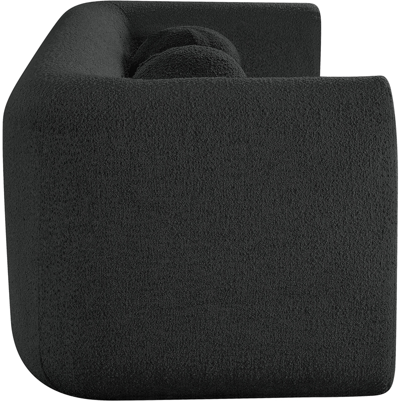 Pemberly Row Contemporary Boucle Fabric Loveseat in Rich Black