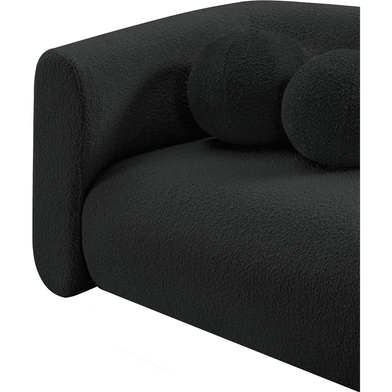 Pemberly Row Contemporary Boucle Fabric Loveseat in Rich Black