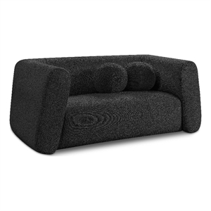 Pemberly Row Contemporary Boucle Fabric Loveseat in Rich Black