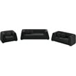 Pemberly Row Contemporary Boucle Fabric Sofa with Ball Pillows in Rich Black