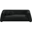 Pemberly Row Contemporary Boucle Fabric Sofa with Ball Pillows in Rich Black