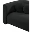Pemberly Row Contemporary Boucle Fabric Sofa with Ball Pillows in Rich Black