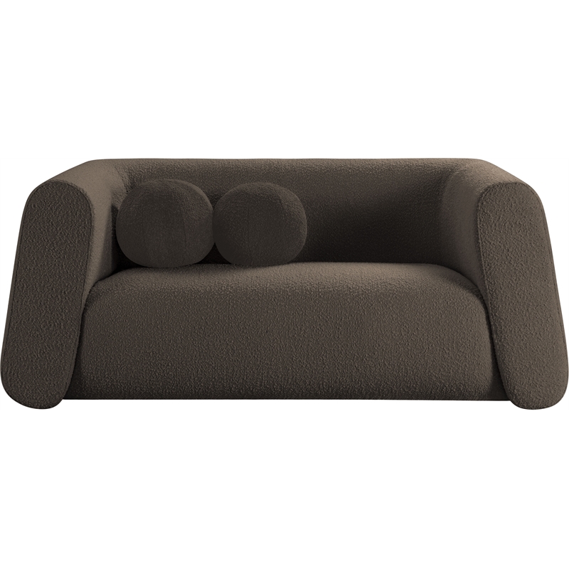 Pemberly Row Contemporary Boucle Fabric Loveseat in Rich Brown